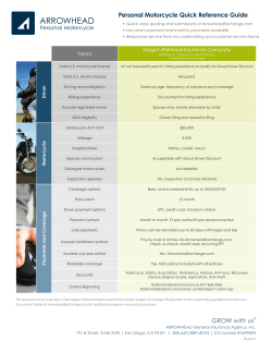 Personal Motorcycle Quick Reference Guide GROW with us&reg;