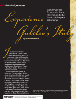 Historical journeys Walk in Galileo`s footsteps in Rome, Florence