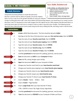 Activity 1: MY FAVORITES