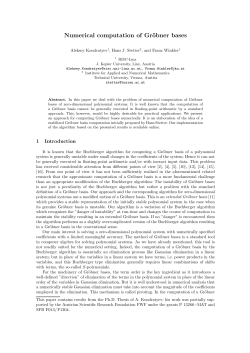Numerical computation of Gr&ouml;bner bases - RISC-Linz