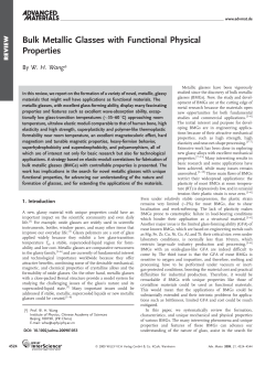 Bulk Metallic Glasses with Functional Physical Properties