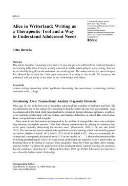 Alice in Writerland: Writing as a Therapeutic Tool and a