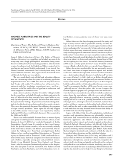 MADNESS NARRATIVES AND THE REALITY OF MADNESS