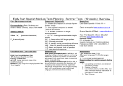 Early Start Spanish Medium Term Planning Summer Term (12