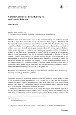 Chronic Conditions: Beckett, Bergson and Samuel Johnson