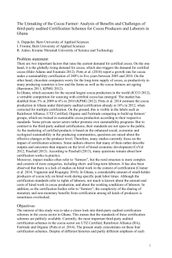 The Unmaking of the Cocoa Farmer: Analysis of Benefits