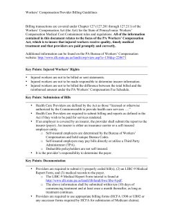 Workers` Compensation Provider Billing Guidelines