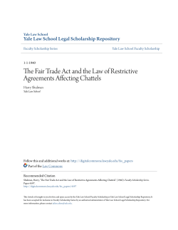 The Fair Trade Act and the Law of Restrictive Agreements Affecting