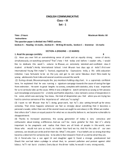 ENGLISH COMMUNICATIVE Class &ndash; IX Set - 1