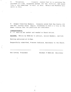 E. Telephones . Clements stated that he is pursu ing the purchase of