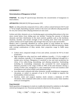 EXPERIMENT 1 Determination of Manganese in Steel PURPOSE