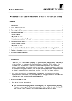 Guidance on the use of fit notes