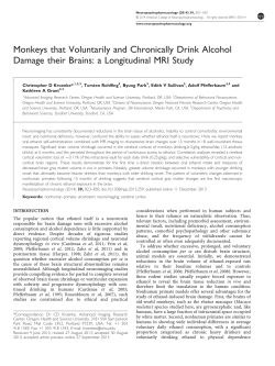 Monkeys that Voluntarily and Chronically Drink Alcohol