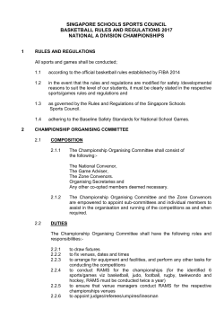 SSSC Basketball Rules and Regulations 2017 A Division