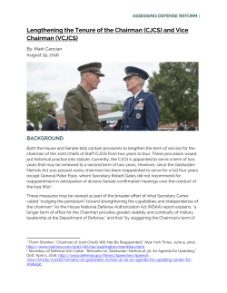Lengthening the Tenure of the Chairman (CJCS) and