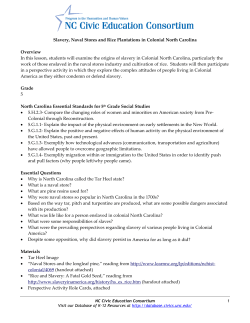 Slavery, Naval Stores and Rice Plantations in Colonial North Carolina