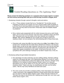 Guided Reading Questions on The Lightning Thief