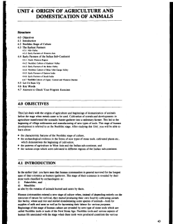 UNIT 4 ORIGIN OF AGRICULTURE AND DOMESTICATION OF