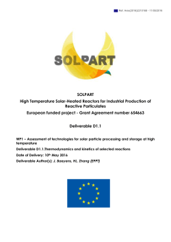 D1.1 : Report on thermodynamics and kinetics of selected reactions