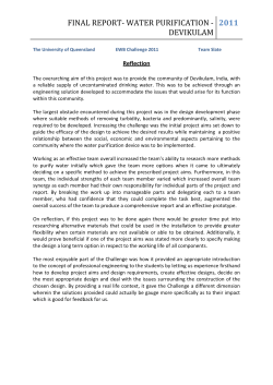 final report- water purification - devikulam 2011