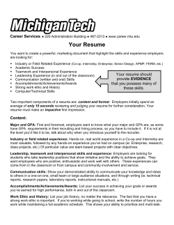 Your Resume - Michigan Technological University