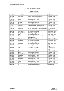 AIRPORT OPENING HOURS AMENDMENT LIST