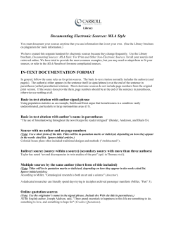 Documenting Electronic Sources: MLA Style IN