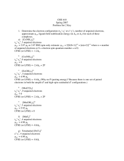 CHE 610 Spring 2007 Problem Set 2 Key 1. Determine the electron