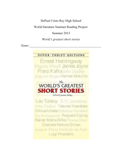 Summer 2015 World`s greatest short stories Name