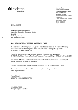 2015 AGM Notice of Meeting and Proxy Form