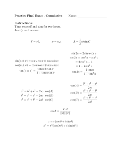 Practice Final Exam - Cumulative Name: Instructions: Time yourself