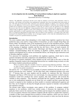 119 An investigation into the modelling of word problems leading to