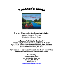 A is for Algonquin: A Teacher`s Guide
