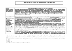 How did the Tsar survive the 1905 revolution?