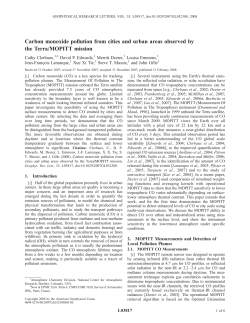 Carbon monoxide pollution from cities and urban areas