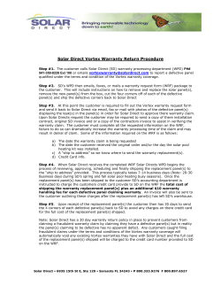 Solar Direct Vortex Warranty Return Procedure