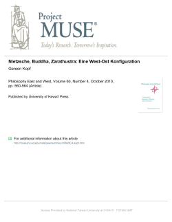 Nietzsche, Buddha, Zarathustra: Eine West
