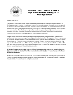 HANOVER COUNTY PUBLIC SCHOOLS High School Summer