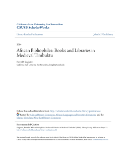 African Bibliophiles: Books and Libraries in Medieval Timbuktu