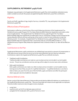 SUPPLEMENTAL RETIREMENT 403(b) PLAN Eligibility Effective