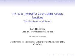 The eval symbol for axiomatising variadic functions