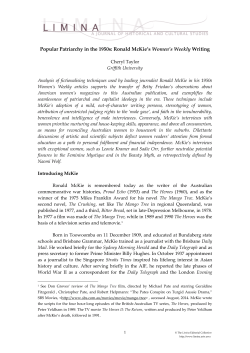 Popular Patriarchy in the 1950s: Ronald McKie`s Women`s Weekly