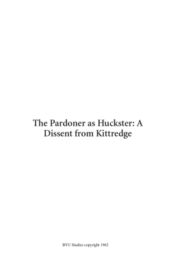 The Pardoner as Huckster: A Dissent from Kittredge