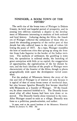 Nininger, a boom town of the fifties. - Collections