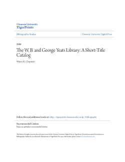 The WB and George Yeats Library: A Short-Title Catalog