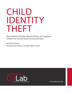 Child Identity Theft - Carnegie Mellon CyLab