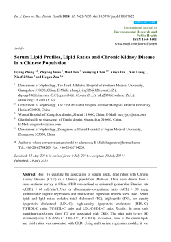 Serum Lipid Profiles, Lipid Ratios and Chronic Kidney