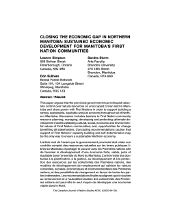 Closing the Economic Gap in Northern Manitoba: Sustained