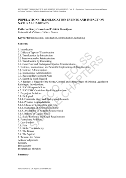 Populations Translocation Events and Impact on Natural Habitats