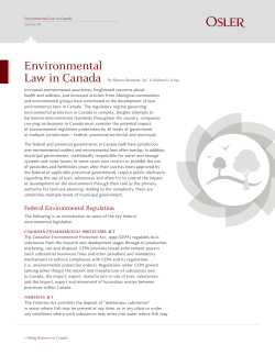 Environmental Law in Canada: Doing Business in Canada